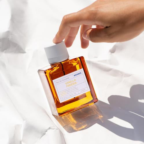 Vanilla Freesia clean perfume by Korres at Indiehousefragrances.com